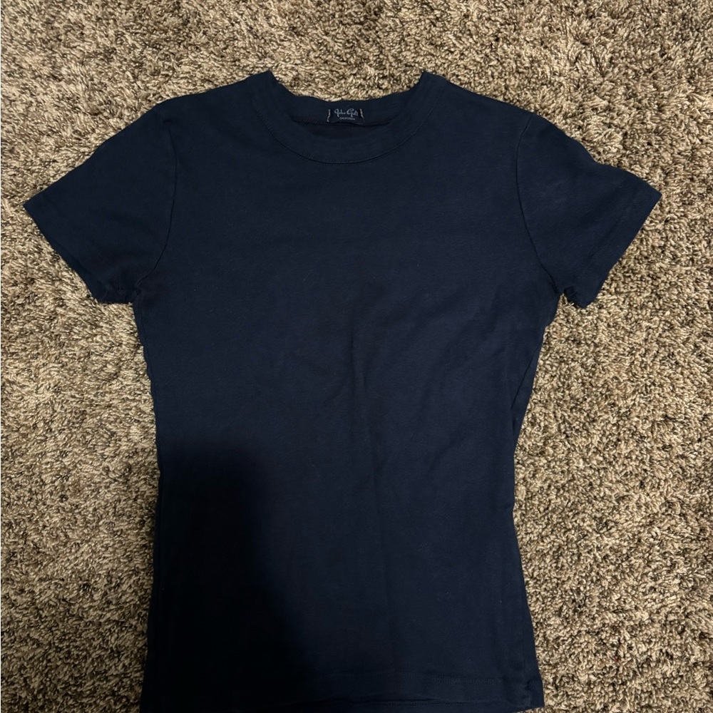 Brandy Melville Navy Short Sleeve Crew Tee